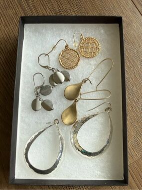 White House Black Market Mixed Metal Earring Set - Gold & Silver Tones